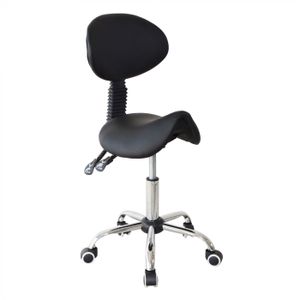 Sattelhocker Rückenlehne ergonomisch neigbar - Friseurhocker - Hocker - höhenverstellbarr SCHWARZ