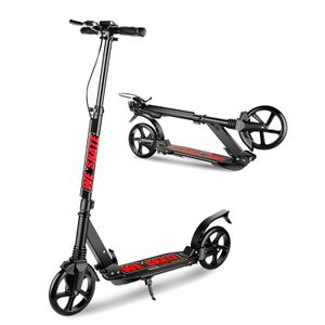CAROMA Big Wheel Cityroller, Scooter mit ABEC 11 Kugellagern und 220mm Rad für Kinder ab 10 Jahre und Erwachsene, Klappbar und Höhenverstellbar, belastet 100 kg, schwarz