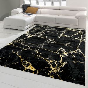 Teppich Design Wohnzimmerteppich Marmor Optik in schwarz gold Größe - 160x230 cm