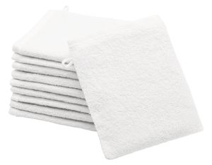 10er Set Waschlappen aus Baumwolle, 16x21 cm, weiß