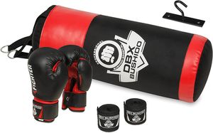 DBX BUSHIDO SPORT Boxset Für Kinder - Kinder Boxsack - Set mit Kinder Boxhandschuhe 6 oz - Boxsack Kinder 6 kg - Boxbandagen - Boxsack Aufhänger