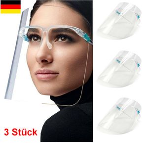 GKA 3 Stück Visier Schutzbrille Gesichtsschutz mit Brillengestell Brille sehr leicht ideal für Senioren und Brillenträger
