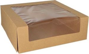 100 Tortenkartons mit Deckel eckig 10 cm x 30 cm x 30 cm mit Sichtfenster aus PLA