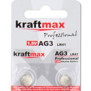 Kraftmax 2er Pack Knopfzelle Typ 392 ( AG3 / LR736 / LR41 ) Hochleistungs- Batterie / 1,5V  Uhrenbatterie für professionelle Anwendungen - Neuste Generation