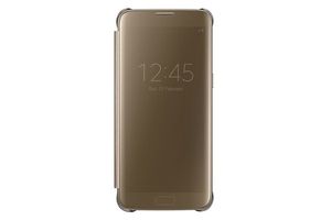 Samsung Clear View Cover Tasche für Smartphone Galaxy S7 Edge - Golden, Durchsichtig - Resistent gegen Fingerabdrücke