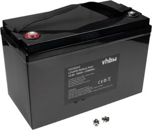 vhbw Akku Bordbatterie für Wohnwagen, Boot, Camping, Wohnmobil (100 Ah, 12,8 V, LiFePO4), 50A Ladestrom