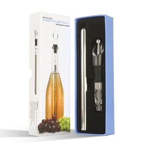 3pcs Weinkühlstab wiederverwendbarer Edelstahl tragbarer 3-in-1-Weinkühler-Lerator-Ausgieße Set Home Supplies