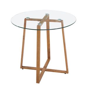 H.J WeDoo Esstisch 80x80x73 cm, Küchentisch Esszimmertisch für 4 Personen, Rund Tisch mit Buchenbeine, Modern Design, Glas