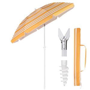 Sekey Sonnenschirm Rund Ø180cm Gartenschirm UV Schutz 50+ Strandschirm mit erdspieß & Schutzhülle, Neigungswinkel und Höhe Verstellbar