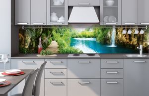 Küchenrückwand Verbundplatte ENTSPANNUNG IM WALD 240 x 60 cm - Spritzschutz Küche für Herd Spüle - , Acrylglas - Plexiglas, Stärke 5 mm -  EU - Inklusive Kleber