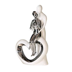 GILDE Dekorativní figurka Romance bílá, stříbrná v. 33,5 cm,36152