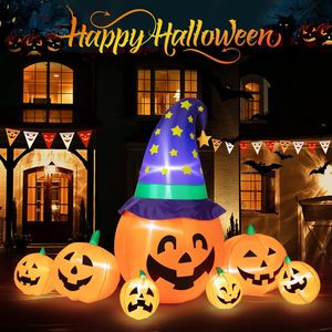 8FT Halloween Aufblasbarer Kürbis,Halloween Deko Aufblasbar Kürbis mit LED
