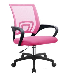 Bürostuhl Schreibtischstuhl ergonomischer Drehstuhl Chefsessel mit Mesh Netz Wippfunktion, Rosa