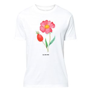 Mr. & Mrs. Panda Größe M T-Shirt Blume Hagebutte - Weiß - Geschenk, Schlafshirt, Garten, Blumen, Frauen, Lebensfreude, Tshirt, Damen, Nachthemd, Frühlings Deko