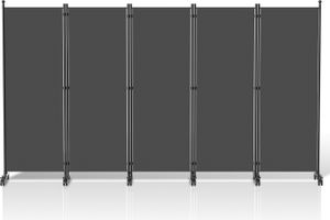 Jopassy Paravent mit Rollen 5 teilig Anthrazit 284x181 cm Faltbarer Raumteiler Outdoor Trennwand Garten Sichtschutz Raumtrenner