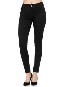 Elara Damen Stretch Hose Push Up Jeans Gummizug YA528 Black 42 (XL)