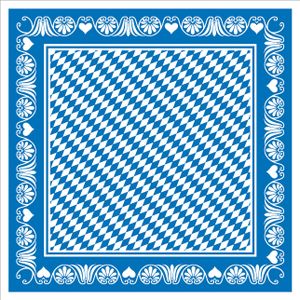 Tischdecke Bavaria in Blau aus Linclass® Airlaid 80 x 80 cm, 20 Stück - Oktoberfest Mitteldecke Tischtuch Rauten Ornamen