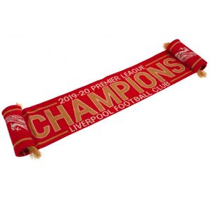 Liverpool FC - Premier League Champions Pletená šatka TA6541 (jedna veľkosť) (červená/zlatá)