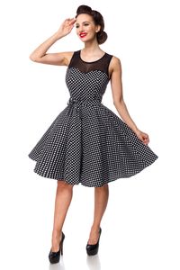 Belsira Damen Vintage Kleid Retro 50s 60s Rockabilly Sommerkleid Partykleid, Größe:4XL, Farbe:schwarz/weiß