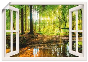 Günter Albers: Fensterblick - Wald mit Bach, Produkt:Poster, Größe (HxB):90x130 cm / Poster