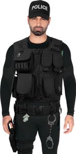 SWAT FBI POLICE SECURITY TASK FORCE DEA NYPD SHERIFF Kostüm inkl. Einsatzweste, Pistolenholster, Gürtel, Handschellen, Baseball Cap - XL/XXL - POLICE