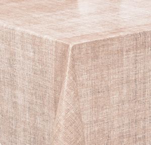 PVC Tischdecke Leinen beige Wachstuch - Breite & Länge wählbar - abwaschbare Tischdecke, Größe:90 x 90 cm