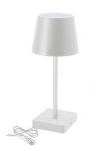 LED stolná lampa na batérie Touch - cca 26x10 cm - teplá biela / USB - biela