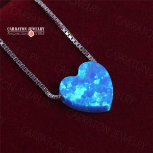 Halsketten aus 925er-Sterlingsilber mit Opal-Anhänger, herzförmige Opal-Accessoires, Damenschmuck, lange Halskette