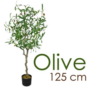 Olivenbaum Olive Künstlich Olivenbusch Kunstbaum Kunstpflanze Künstliche Pflanze Künstlicher Baum Innendekoration 125 cm Decovego