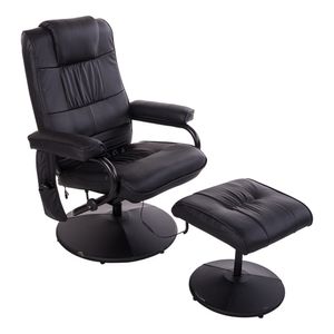 HOMCOM Massagesessel Relaxsessel Fernsehsessel TV Sessel mit Massagefunktion inkl. Hocker Kunstleder Schwarz 77 x 84 x 95 cm