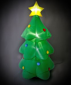 Weihnachtsbeleuchtung, Weihnachtsbaum aufblasbar mit Gebläse und LED-Beleuchtung, für Privat und Gewerbe, für Indoor / Outdoor, mit 4 Heringen und Seilen zum Befestigen, (H) ca. 190 cm
