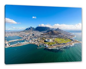 Luftaufnahme von Kapstadt als Leinwandbild / Größe: 80x60 cm / Wandbild / Kunstdruck / fertig bespannt