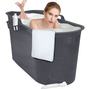LIFEBATH - Mobile Badewanne Mira - Badewanne für Erwachsene XL - Ideal für das kleines Badezimmer - 400L - 122 x 52 x 63 cm - Dunkelgrau