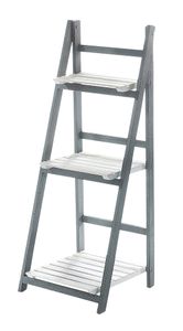 Kobolo Leiterregal WHITE-GREY - Used-Look - mit 3 Böden - Dekoregal Wohnzimmer Einrichtung Bücherregal Pflanzregal Dekoleiter Treppe Home Flower Deko
