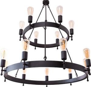 Kronleuchter Crafdeco - Zweistufiger Schwarz Modernes Design Elegante Pendelleuchte für Wohnzimmer Esszimmerlampe Büro Stilvolles Hängeleuchte