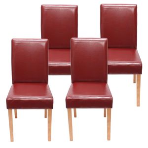 sada 4 jídelních židlí Kuchyňská židle Littau  Imitace kůže, červené světlé nohy