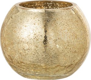 J-Line Windlicht Kugel Rissig Glas Perle-Effekt Gold Small