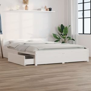 KAMELUN Bett mit Schubladen Weiß 120x200 cm