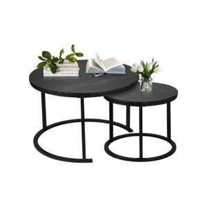BIGTREE Couchtisch, 2er Set Couchtisch Rund Beistelltisch(Schwarz) BIGTREE Couchtisch, 2er Set Couchtisch Rund Beistelltisch(Schwarz)
