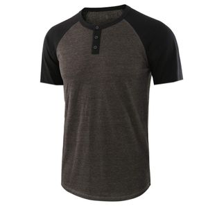 Herren Casual Pullover Einfarbig T-Shirt Knopf Kurzarm V-Ausschnitt Lose Oberteile,Farbe: 6#,Größe:XL