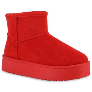VAN HILL Damen Warm Gefütterte Winter Boots Bequeme Profil-Sohle Schuhe 840823, Farbe: Rot, Größe: 40