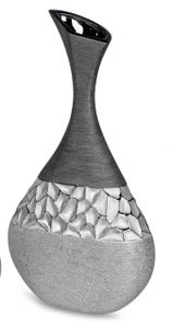 Deko Flaschenvase, Bodenvase MODERN STONES H. 49cm silber grau Keramik Formano