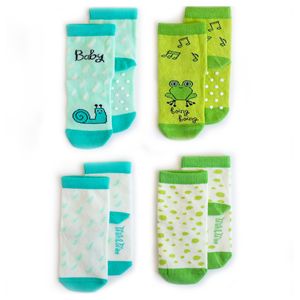 Milk&Moo Cacha Frog und Baby Sangaloz 2 Paar Babysocken, Kleinkinder Socken, 4 Stück Socken für Kinder, bunte Kindersocken aus Baumwolle, atmungsaktiv, 12-24 Monate, grün-blau