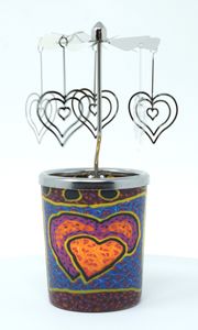Teelicht mit Karussell Leuchtglas Love Liebe Herz Hearts Deko Becher Votivglas Windlicht