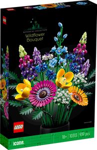 LEGO 10313 Icons Wildblumenstrauß-Set, künstliche Blumen mit Mohn und Lavendel zum Basteln für Erwachsene, Einzigartige Geschenkidee für Heimdeko, Botanical Collection