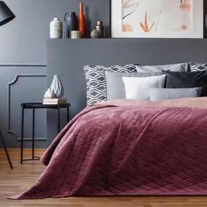 Bettüberwurf Laila - Luxus Tagesdecke mit Wendedesign, Farbe:Berry / Mauve, Größe:200 x 220 cm