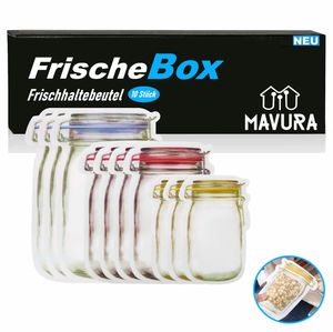 FrischeBox Aufbewahrungsbeutel Lebensmittelboxen Frischhaltedosen Silikon 10er