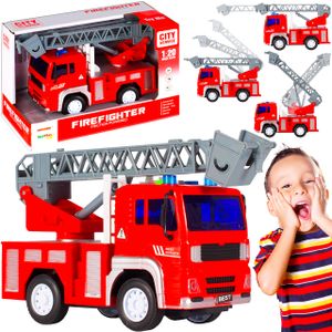 Hračka MalPlay hasičské auto | mini simulace 1:20 | pohyblivý a výsuvný žebřík | hasiči | se zvukem a světlem | od 3 let | dárek pro děti