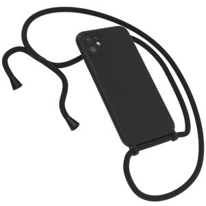 EAZY CASE Premium Silikon Handykette kompatibel mit Apple iPhone 11 Handyhülle mit Umhängeband, Handykordel mit Schutzhülle, Silikonhülle, Hülle mit Band, Kette für Smartphone, Schwarz