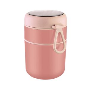 Thermobehälter mit Griff Löffel,710ml Edelstah Warmhaltebehälter für Essen,Lunchbox Speisebehälter(Rosa)